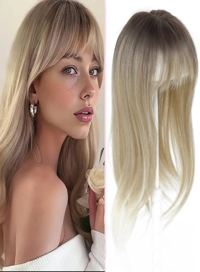 gulagula Hair Topper 18 inch Hair Topper with Bangs 4"×5" Base Hairpieces for Women with Thinning hair - Image 1